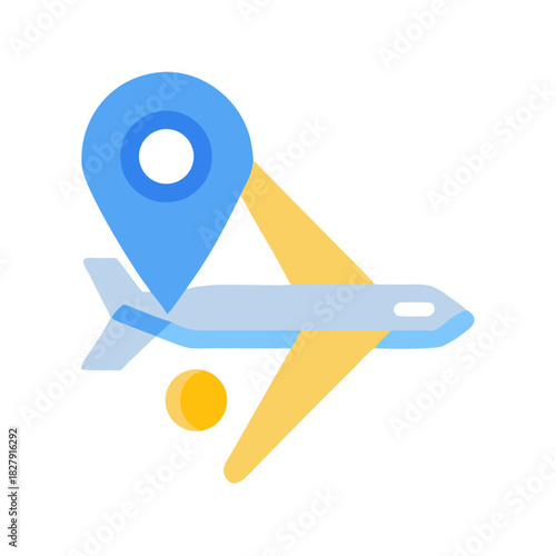 Airplane and location pointer flat design on black background