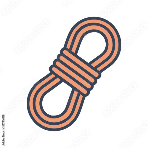Stylized vector climbing rope illustration on solid black background