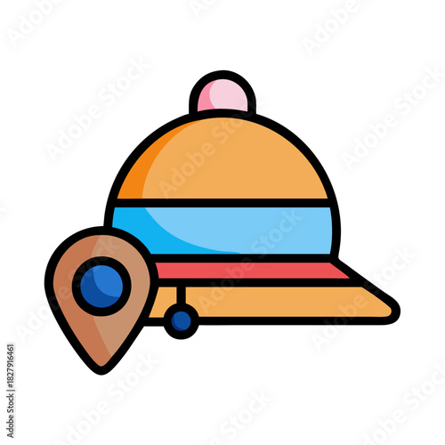 Illustration of notification bell with location pin on black