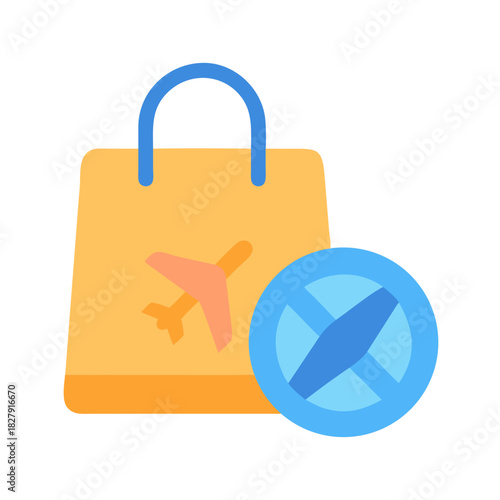 Icon of airline restrictions on luggage shopping bag service