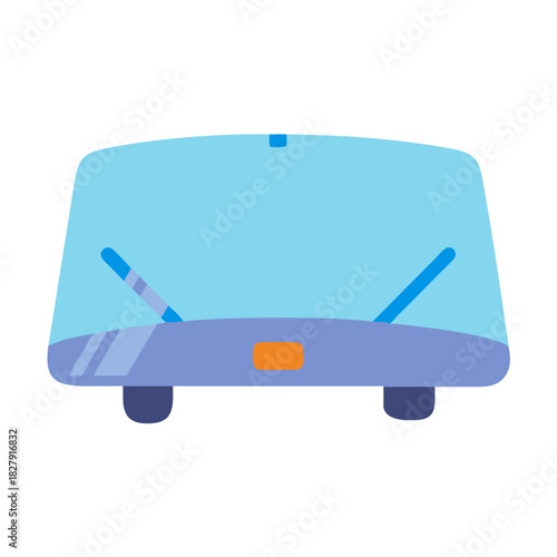 Front view of a stylized bus in cartoon style