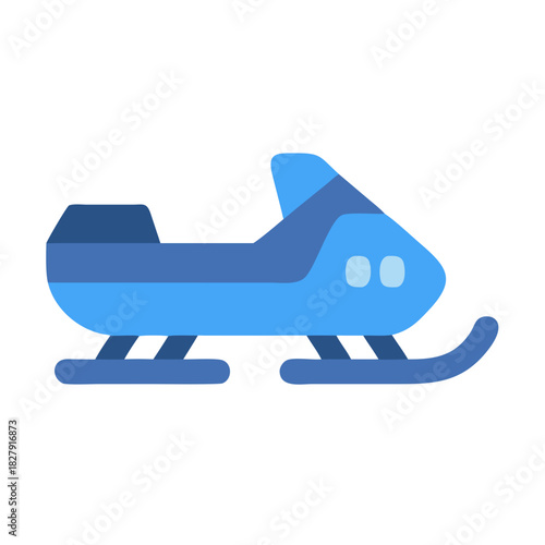 Stylized blue snowmobile graphic on black background