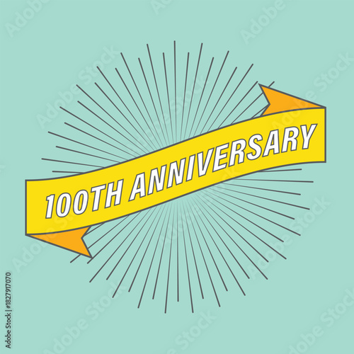 100th Anniversary - Banner in retro vintage style - stock illustration