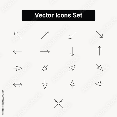 A versatile collection of diverse vector arrow icons showcasing various directions and modern styles ideal for digital design applications and user interfaces