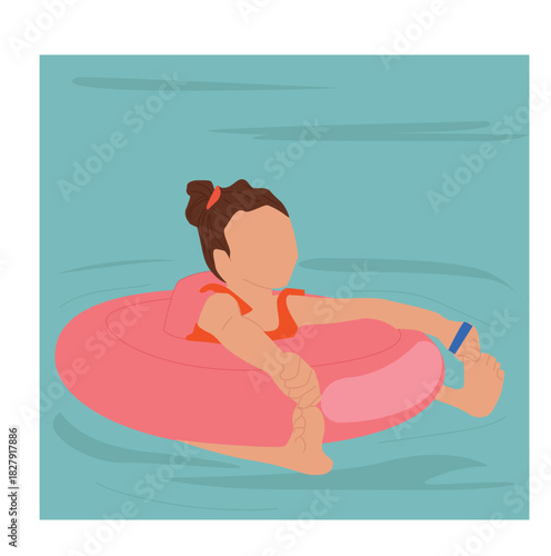 little boy on a swimming float