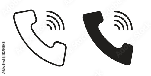 Phone call icon with line and silhouette versions.