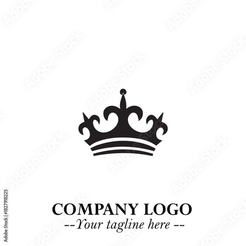 Elegant Black Crown Logo Symbol on a Clean White Background for Premium Branding Design