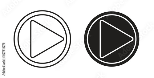 Play icon with line and silhouette versions.