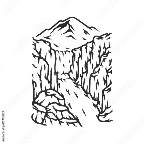 mountain hill hand drawn silhouette