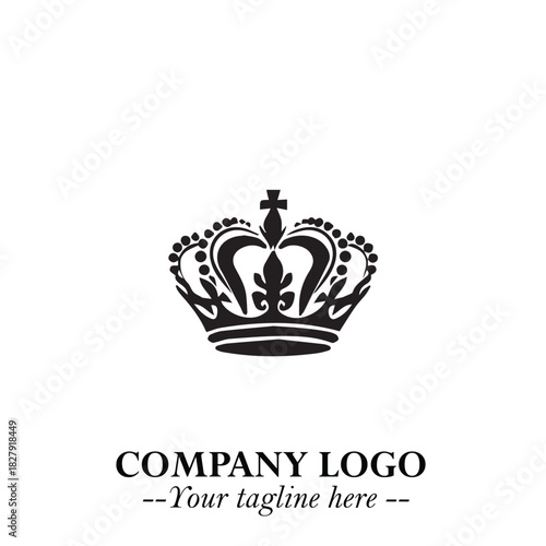 Elegant Black Crown Logo Symbol on a Clean White Background for Premium Branding Design