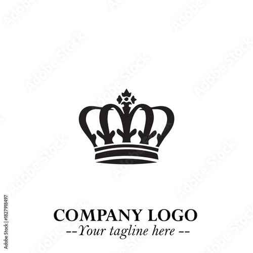 Elegant Black Crown Logo Symbol on a Clean White Background for Premium Branding Design