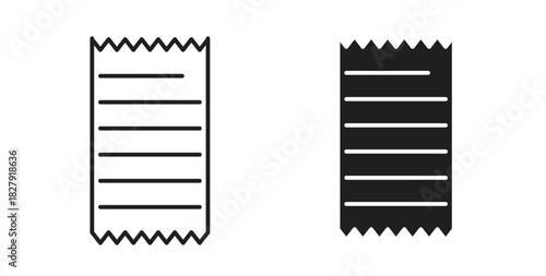 Receipt icon with line and silhouette versions.