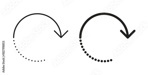 Rotate right icon with line and silhouette versions.