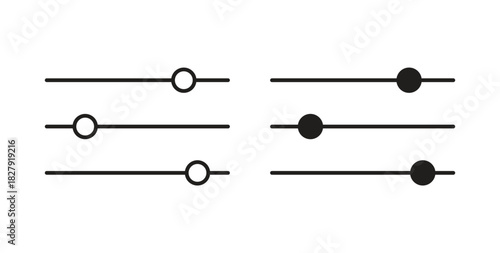 Settings sliders icon with line and silhouette versions.