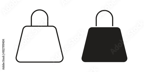 Shopping bag icon with line and silhouette versions.