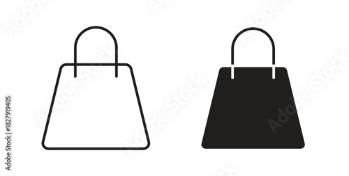 Shopping bag icon with line and silhouette versions.