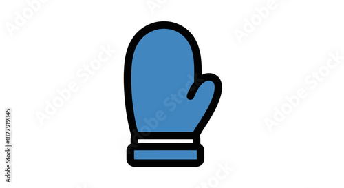 Stylized blue winter mitten icon for cold weather
