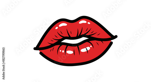 Red Lips Kiss Symbol Illustration