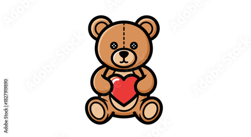 Cute Teddy Bear Holding a Red Heart A Symbol of Love and Affection