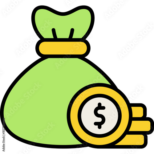 Money bag colored line