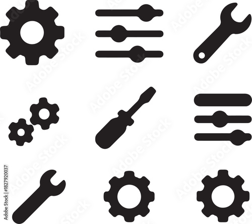 Microphone and settings icon vector illustration