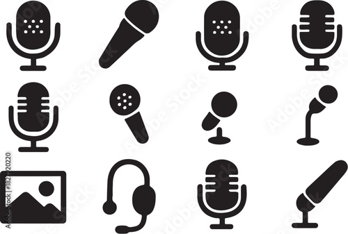 Microphone and settings icon vector illustration