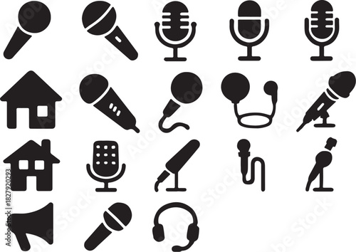 Microphone and settings icon vector illustration