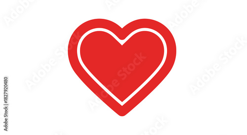 Red Heart Icon with White Outline on White Background