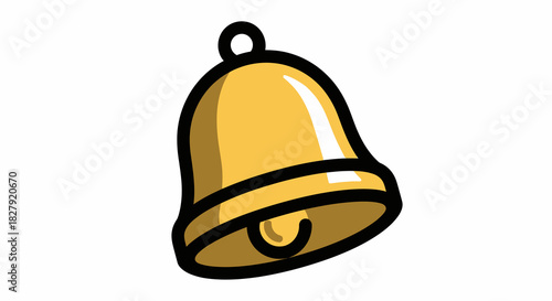 Golden Notification Bell Reminder Icon with Outline
