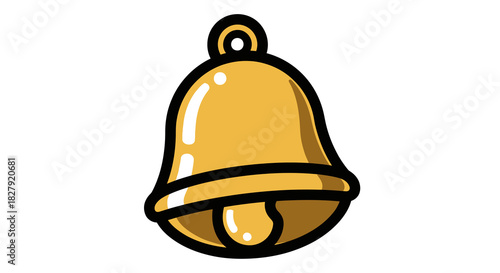 Golden Bell Icon Isolated on White Background