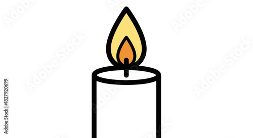 Warm Glowing Flame on a Simple White Candle Icon Illustration