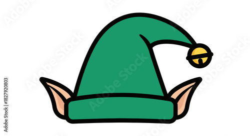 Green elf hat with a bell and pointy ears