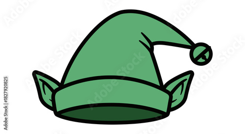 Festive green Christmas elf hat with pointy ears icon