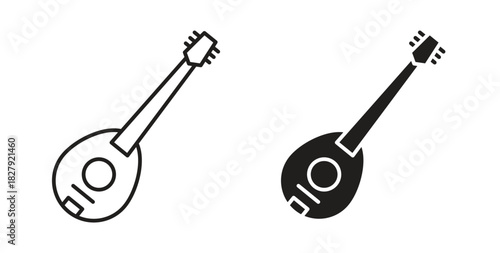 Mandolin icon in doodle and stroke style.