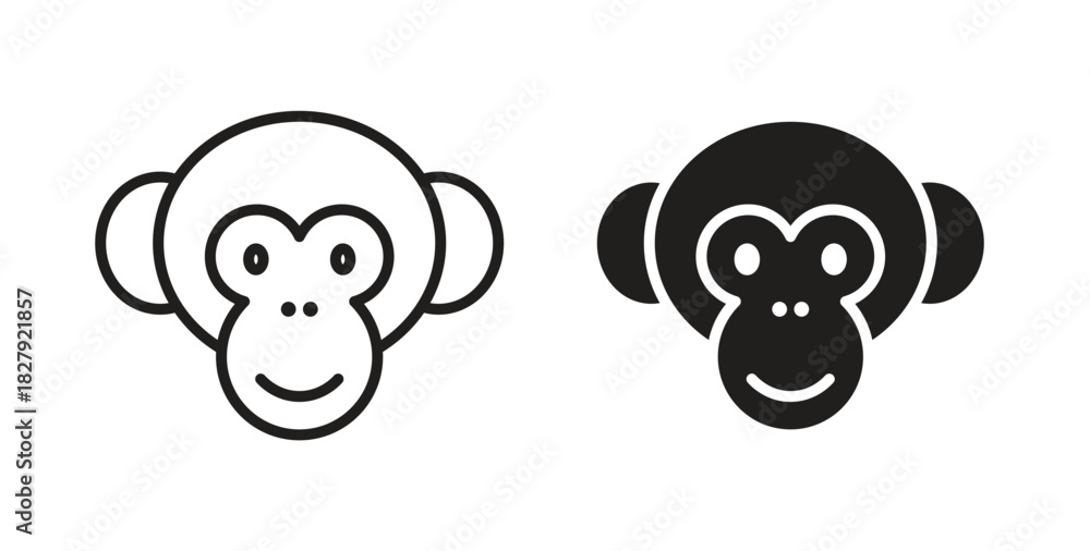 Foto Monkey icon in doodle and stroke style.