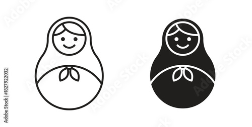 Nesting dolls icon in doodle and stroke style.