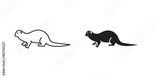 Otter icon in doodle and stroke style.