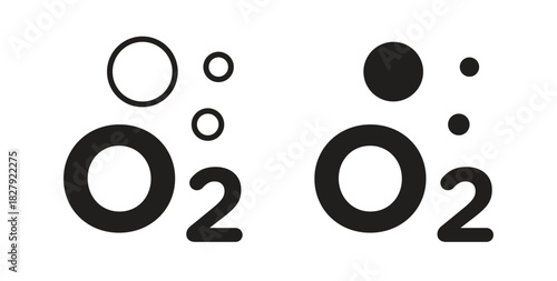 Oxygen O2 icon in doodle and stroke style.