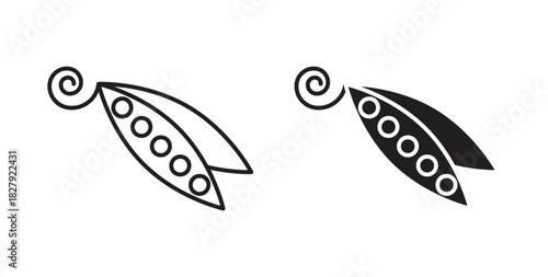 Peapod icon in doodle and stroke style.