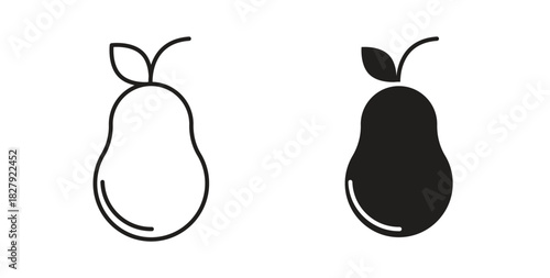 Pear icon in doodle and stroke style.