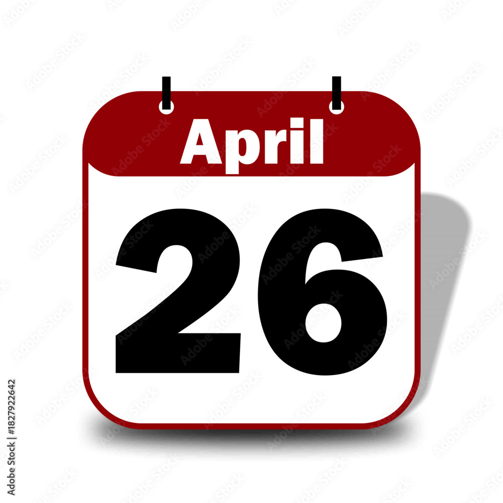 Fototapeta premium 26 April Date Calendar