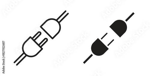 Plug connection icon in doodle and stroke style.