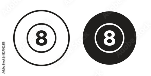 Pool 8 ball icon in doodle and stroke style.