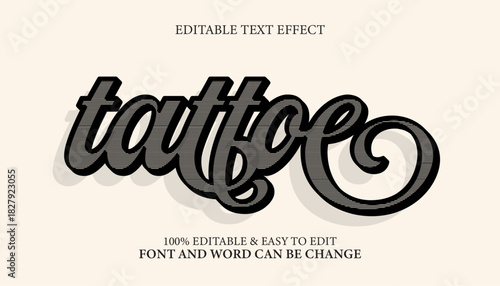 Tattoo Text Effect, Vintage style and editable