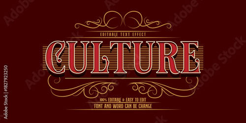Vintage Culture Text Effect with Victorian Ornamental Style