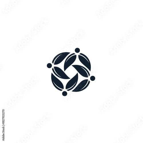 circular leaf design logo with box pattern