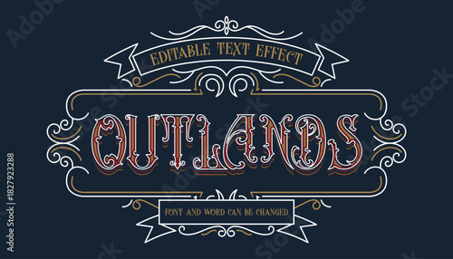 Outlands Text, Vintage Western Text Effect and editable