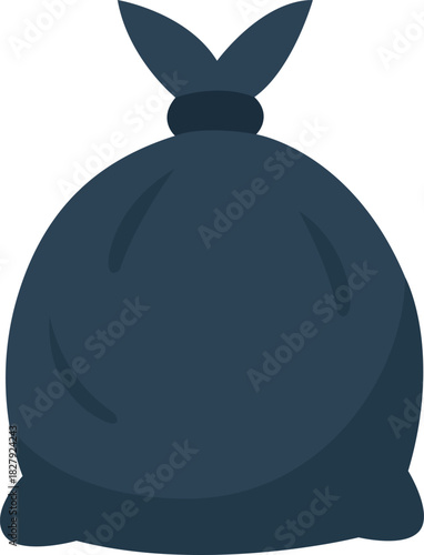 Flat vector illustration of a full garbage bag with tied knot
