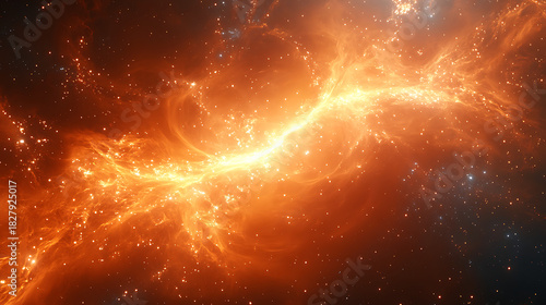 Electrically charged particles spiraling from magnetic poles of solar body 