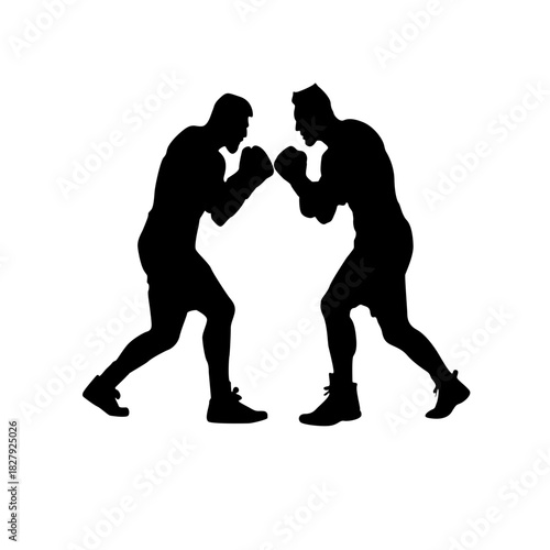Silhouette of two boxers facing each other in a boxing match